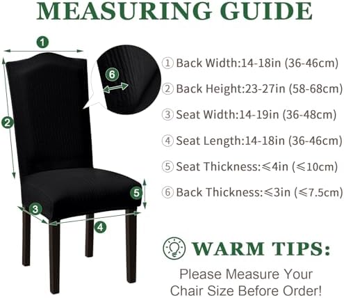 Sufdari Dining Chair Covers Set of 4 Black Non-Slip Spandex