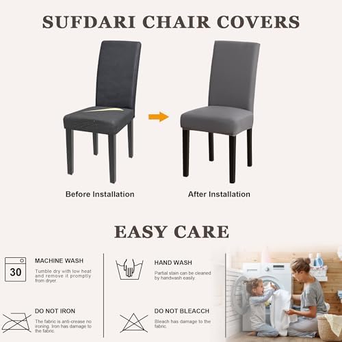 Sufdari Dining Chair Covers Set of 6 Gray
