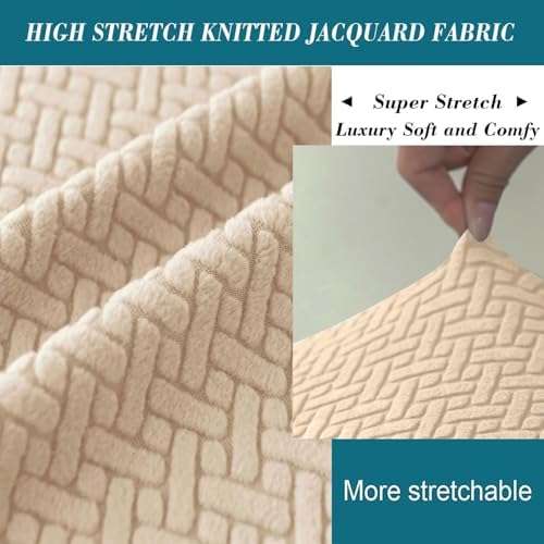 HFCNMY Square Ottoman Slipcover with Elastic Bottom Beige