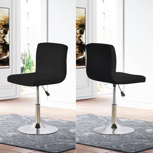 2PCS Bar Stool Slipcovers with Backrest Cover Black