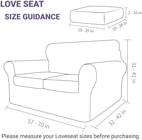 ZNSAYOTX Velvet Sofa Cover 3 Piece Stretchable for 2 Cushion Couch