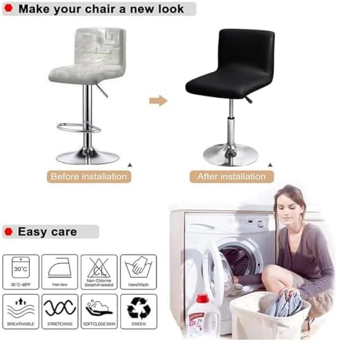 Waterproof Bar Stool Cover Set of 4 Black for Kitchen