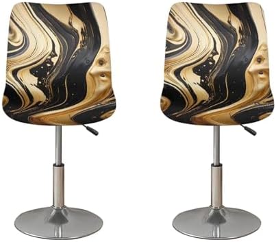 Black Gold Marble Stool Covers 2 Pack with Waterproof Pad