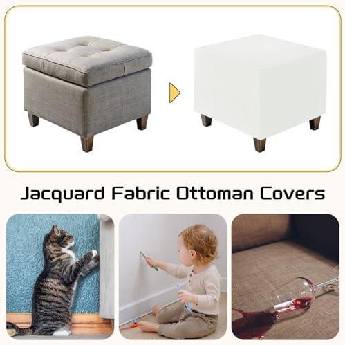 Uxcell Square Ottoman Cover with Elastic Bottom 1