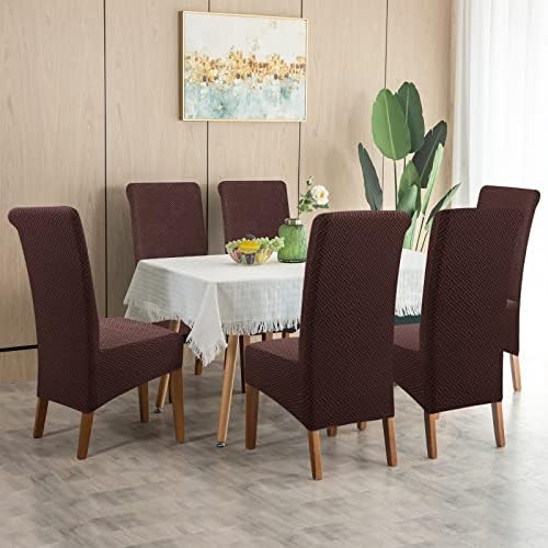 Lellen XL Stretch Chair Covers Set of 4 Brown 1
