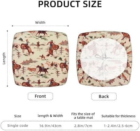 Western Cowboy Seat Covers for 4 Dining Chairs
