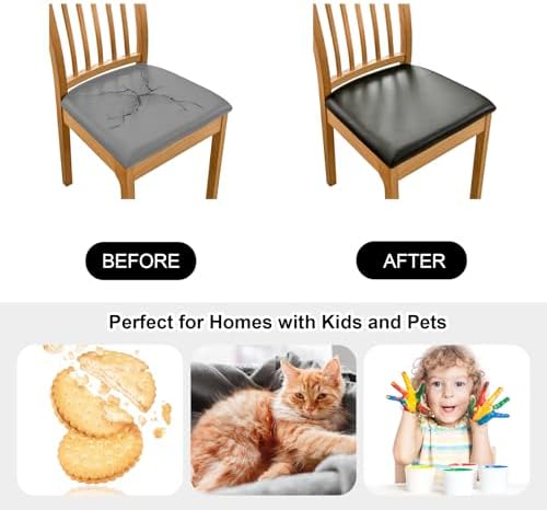 HAOYONG Waterproof Dining Chair Seat Covers Set of 4 1
