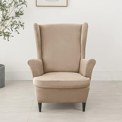 HFCNMY Wingback Chair Covers 2 Piece Stretch Velvet