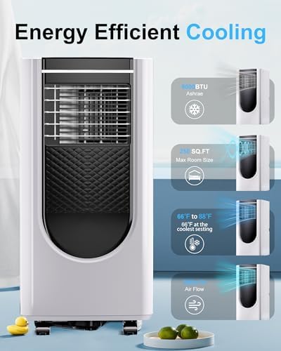 8000 BTU Portable Air Conditioner with 4 Modes and Remote Control