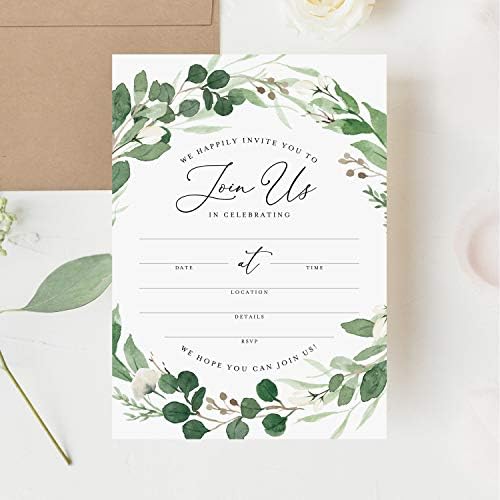 Bliss Collections Invitations with Envelopes 5x7 Pack of 25 Eucalyptus