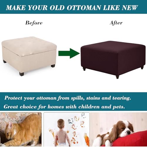 HFCNMY Stretch Knitted Ottoman Slipcover - Medium