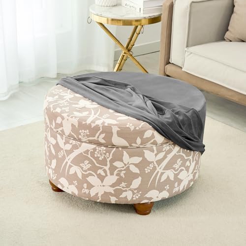 Velvet Round Ottoman Slipcover - Dark Gray X-Large