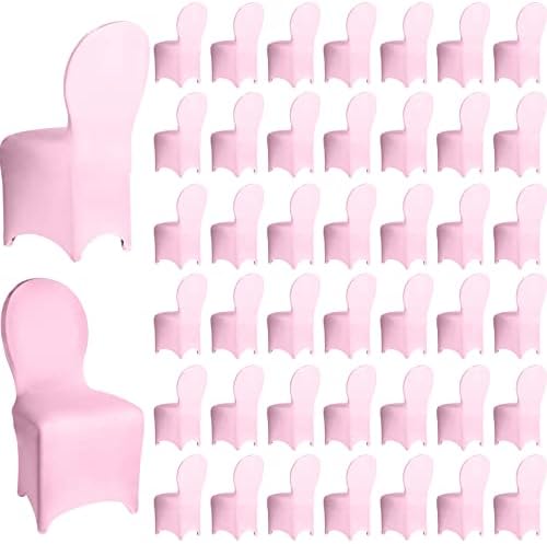 60 Pcs Pink Chair Covers for Weddings and Parties
