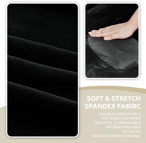 NICEEC Black Spandex Mid Century Chair Covers with Arms