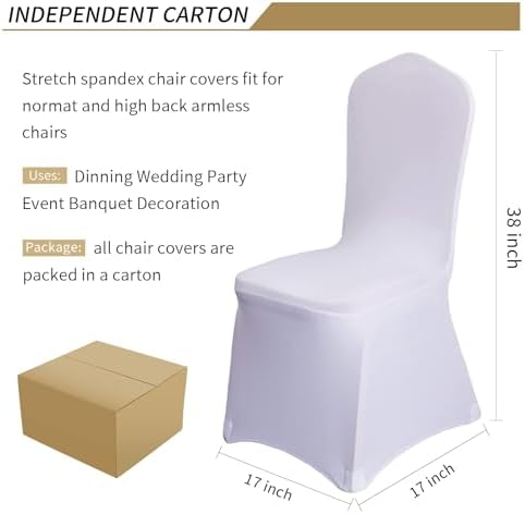 50 Pcs White Washable Removable Chair Covers for Weddings