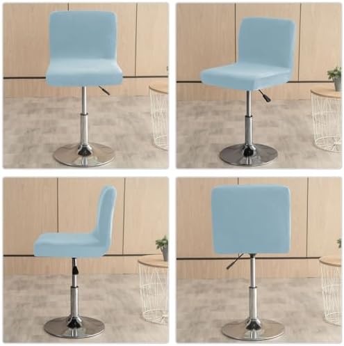 Light Blue Stretch Velvet Bar Stool Covers Set of 4