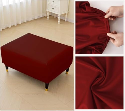 Waterproof PU Leather Ottoman Cover Stretch Fit for Stool and Footrest