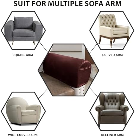 Leather Look Armrest Covers Set of 2 for Sofa Chair