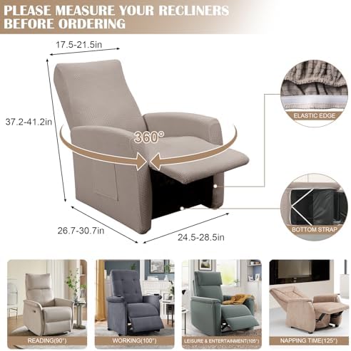 SearchI Recliner Slipcover 4 Piece Taupe