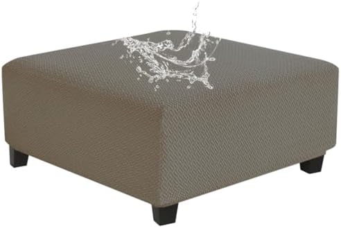 Levoberg Waterproof Square Ottoman Cover XL Taupe 1