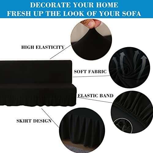 ANWUCHEN Futon Cover Stretch Armless Black