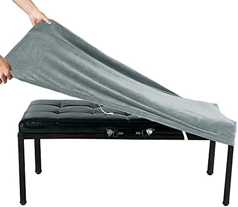 SINOSSO Soft Velvet Bench Cover for Rectangular Chairs XL Dark Grey