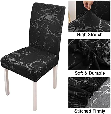 Stretch Chair Covers Set of 6 Black Marble
