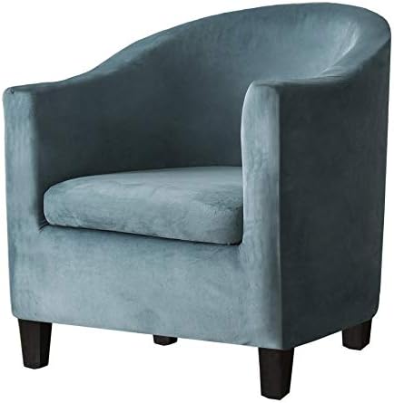 2 Piece Velvet Tub Chair Covers - Spandex Slipcovers for Armchairs 1