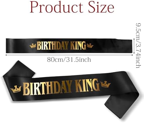 Birthday King Sash for Men with Golden Satin Lettering