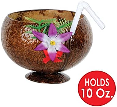 Beistle Coconut Cup with Flower and Straw 1 Count