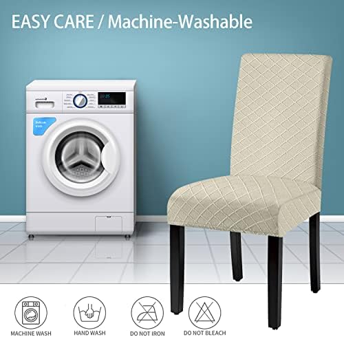 Waterproof Dining Chair Cover Set of 4 - Spandex Jacquard Slipcover