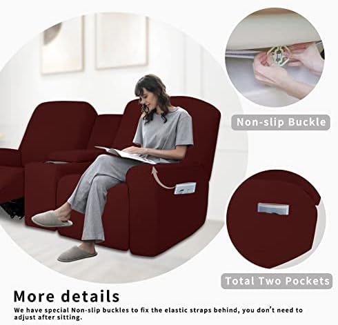 Easy-Going 1 Piece Stretch Reclining Loveseat Cover with Middle Console Storage