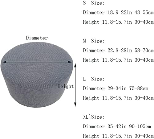 ZIKY Washable Ottoman Cover Stretch Slipcover for Round Footstool Gray Green XL