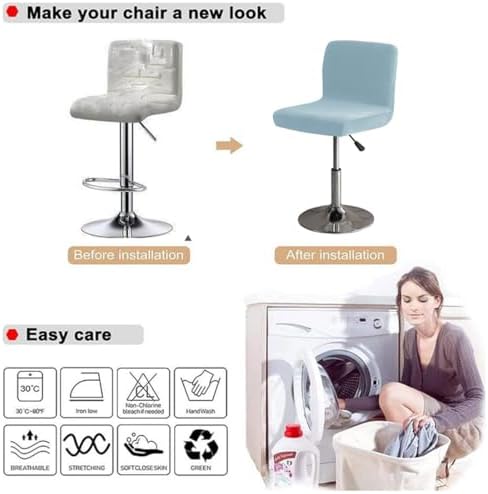 Light Blue Stretch Velvet Bar Stool Covers Set of 4