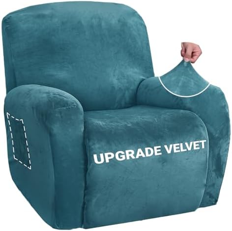 ZNSAYOTX Stretch Velvet Recliner Cover 4-Piece Set