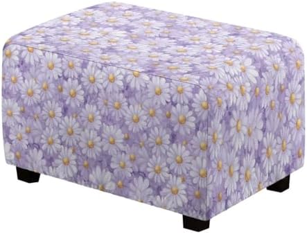 Cadowhimsy Purple Daisy Ottoman Cover