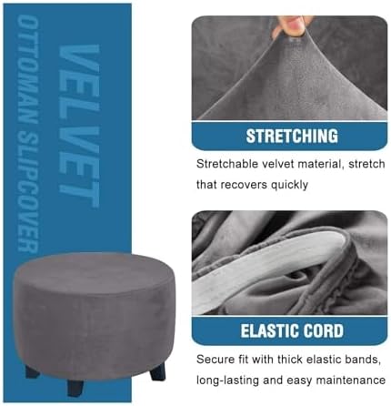Velvet Plush Footstool Cover for XL Ottoman 1