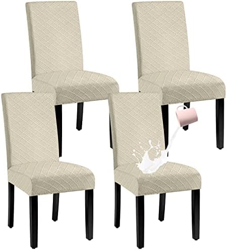 Waterproof Dining Chair Cover Set of 4 - Spandex Jacquard Slipcover