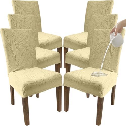 Waterproof Dining Chair Covers Set of 6 Beige