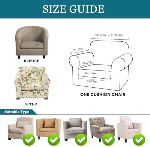 FUANGUI 2 Piece Stretch Armchair Covers with Cushion
