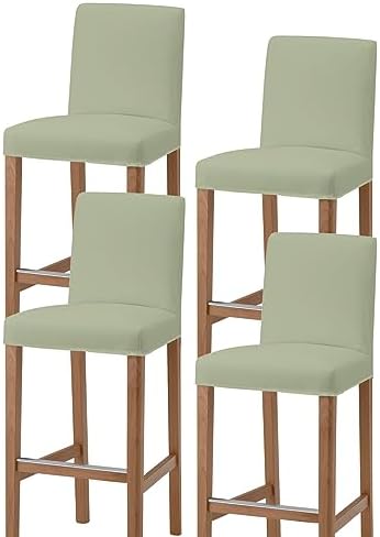 Sage Green Bar Stool Covers Set of 4 - Farmhouse Style Dining Chair Slipcovers