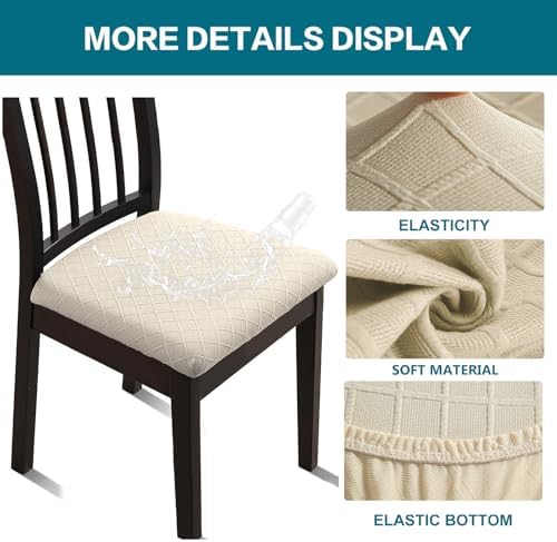 KRFOONN 4pcs Dining Chair Covers with Bench Protector Beige