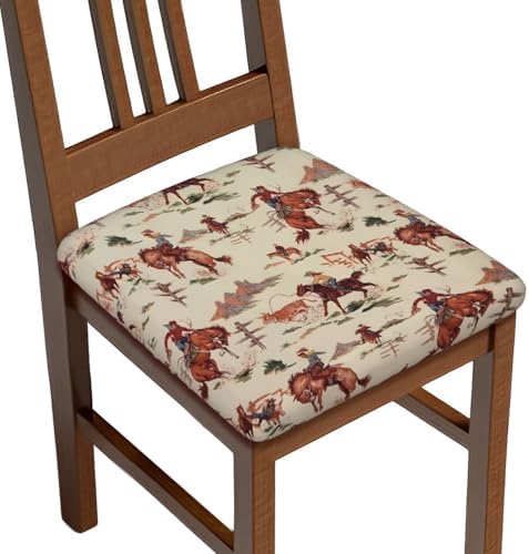 Western Cowboy Seat Covers for 4 Dining Chairs