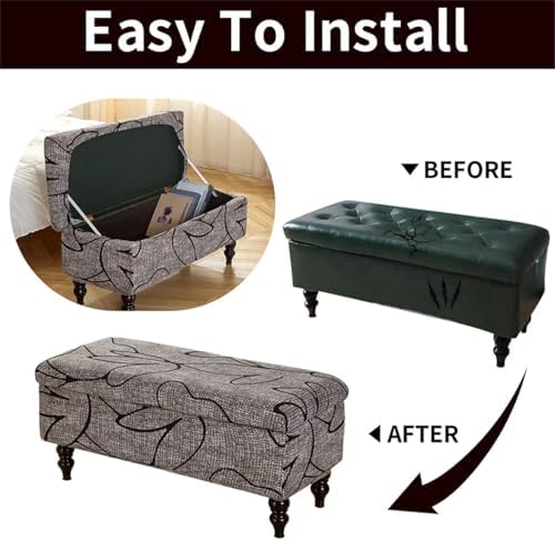 Yvessvi Stretch Velvet Storage Ottoman Cover