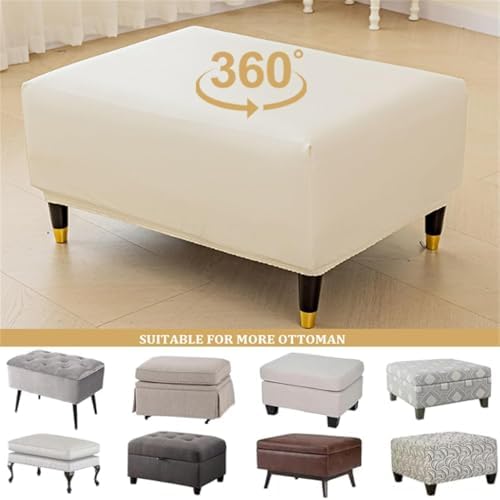 Waterproof PU Leather Ottoman Cover Stretch Fit for Stool and Footrest