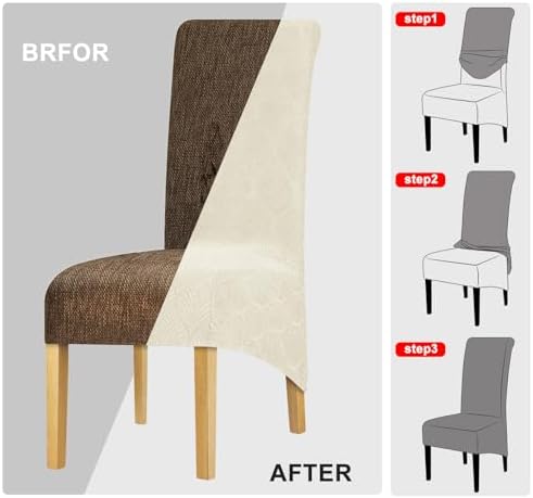 Lellen Waterproof Chair Covers Set of 4 - Cream