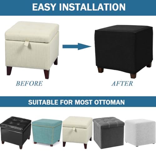 Daunkang Square Ottoman Slipcover with Elastic Bottom