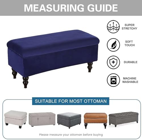 Velvet Stretch Ottoman Slipcover for Bedroom - Small