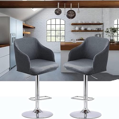 Set of 4 Curved Bar Stool Slipcovers with Backs and Arms