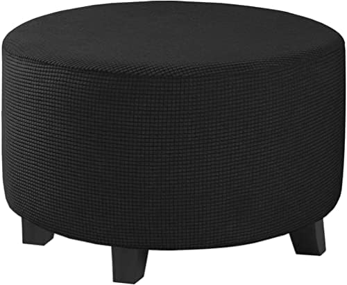 ADPON Stretch Ottoman Cover for Round Footrest Ottoman - Medium Black